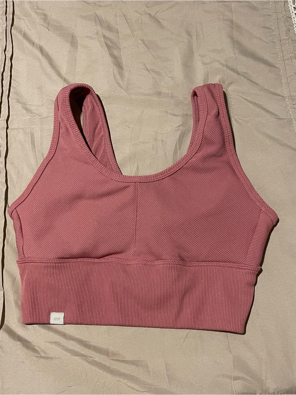 Marika Ribbed Scoop-Back Sports Bra - Dusty Rose